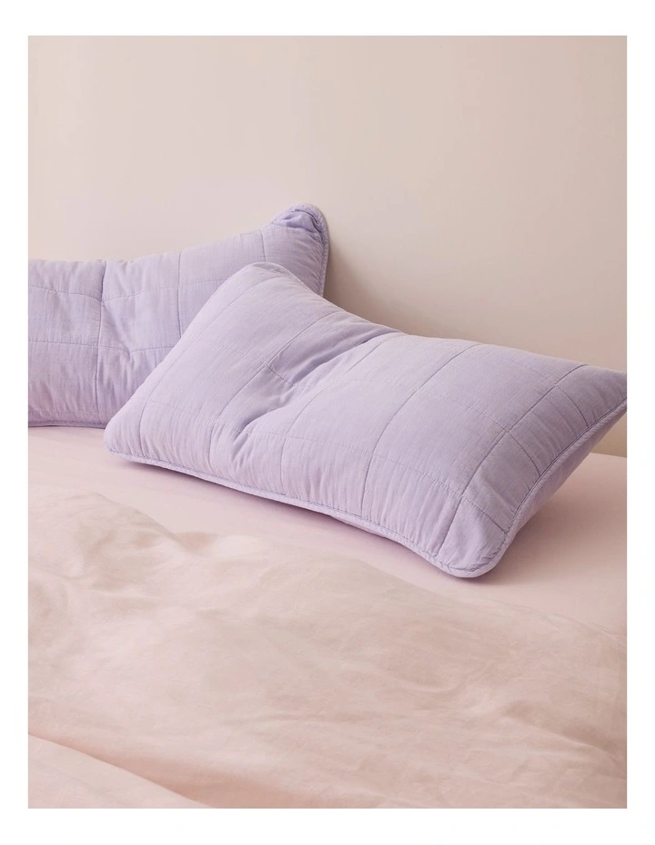 Rory Washed Cotton Standard Pillowcase Pair in Lilac image 1