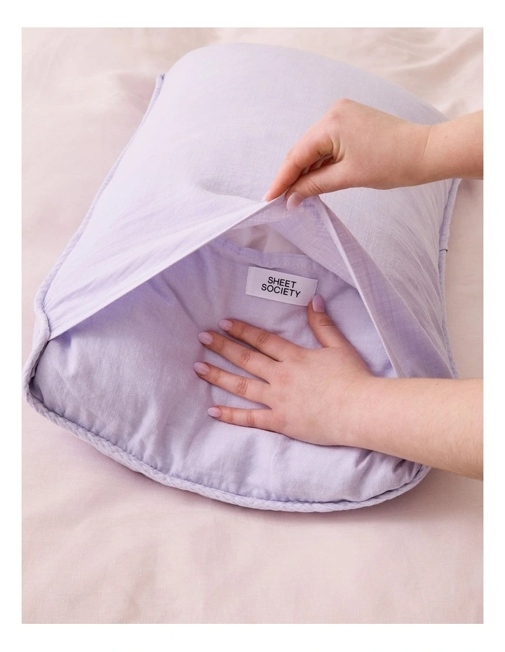 Rory Washed Cotton Standard Pillowcase Pair in Lilac image 2