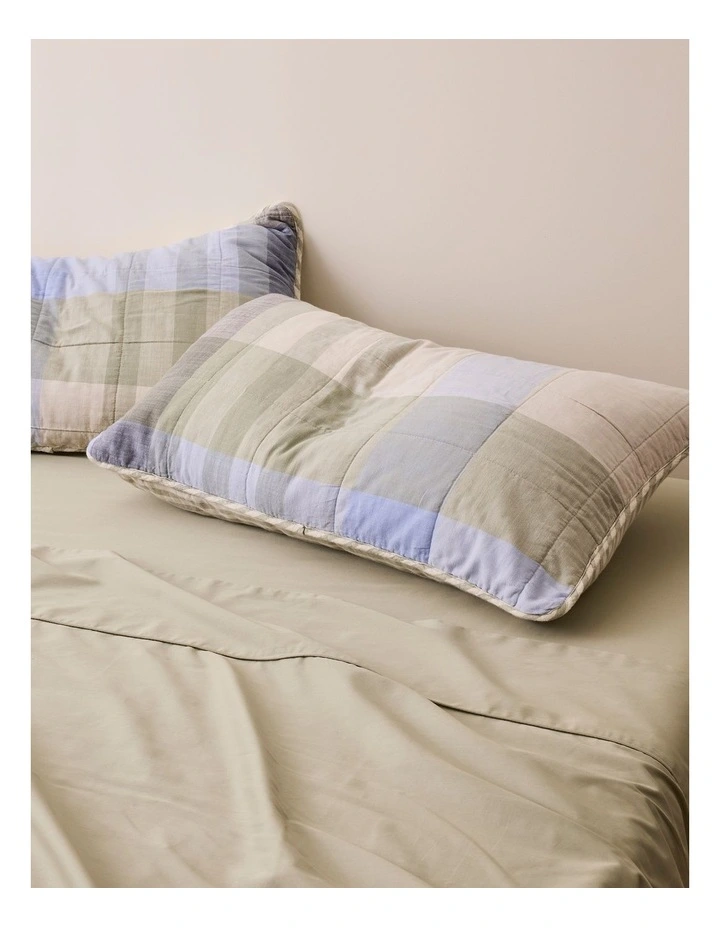 Rory Washed Cotton European Pillowcase Pair in Jordan Gingham image 1