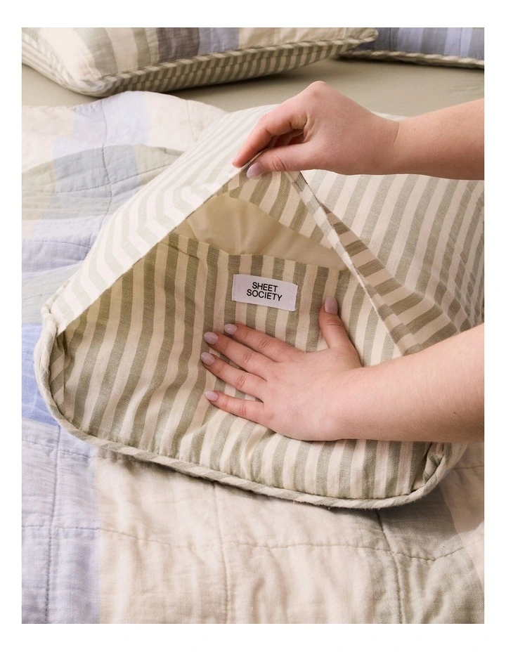 Rory Washed Cotton European Pillowcase Pair in Jordan Gingham image 2