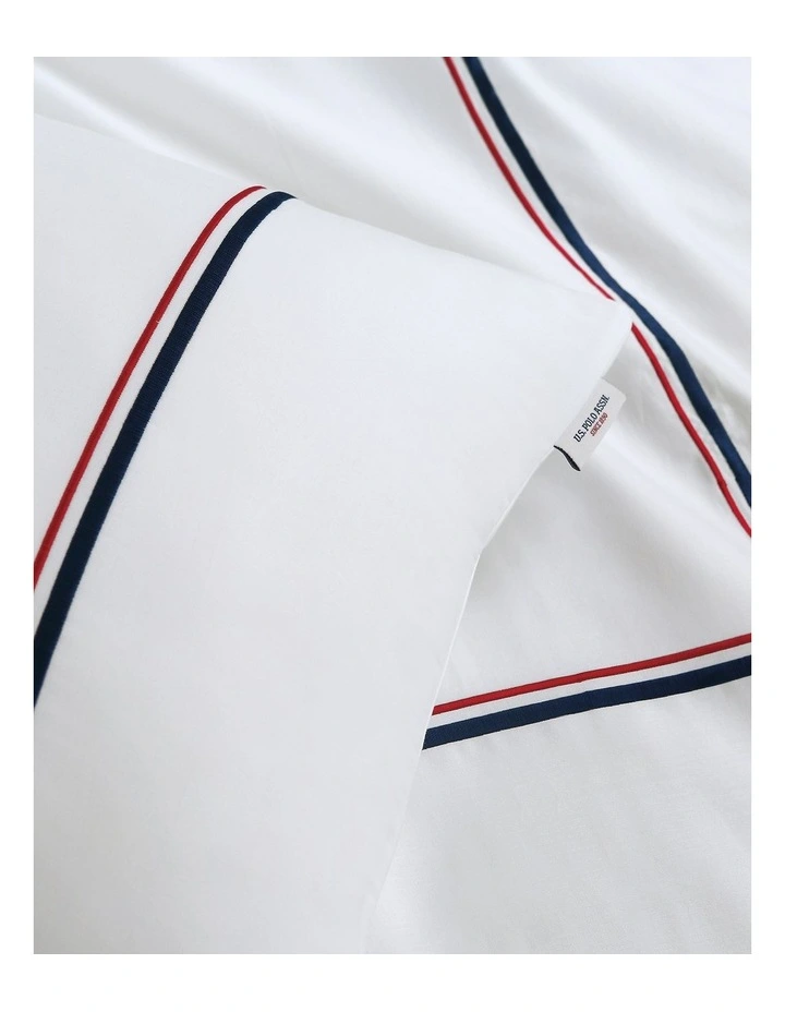 Luxury Cotton Twin Stripe Quilt Cover Set in Bright White image 4