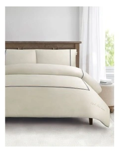 Luxury Cotton Twin Stripe Quilt Cover Set in Oatmeal
