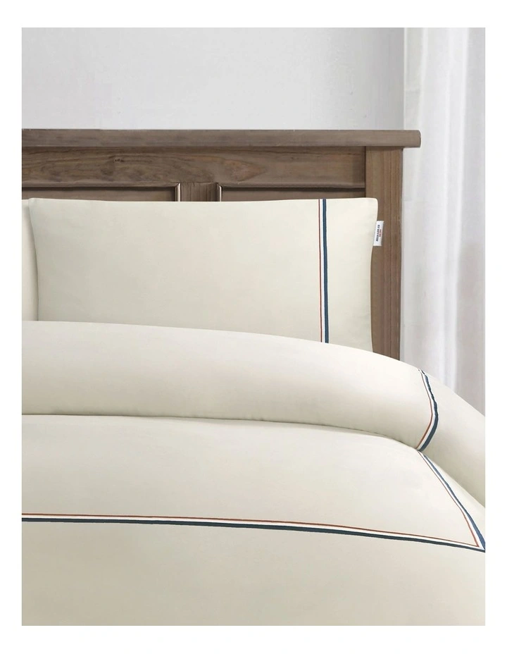 Luxury Cotton Twin Stripe Quilt Cover Set in Oatmeal image 2