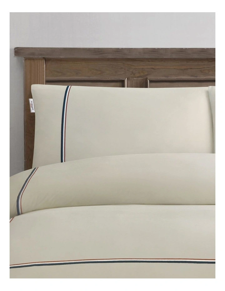 Luxury Cotton Twin Stripe Quilt Cover Set in Oatmeal image 3