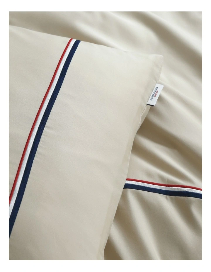 Luxury Cotton Twin Stripe Quilt Cover Set in Oatmeal image 4