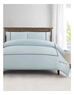 Luxury Cotton Twin Stripe Quilt Cover Set in Ballard Blue