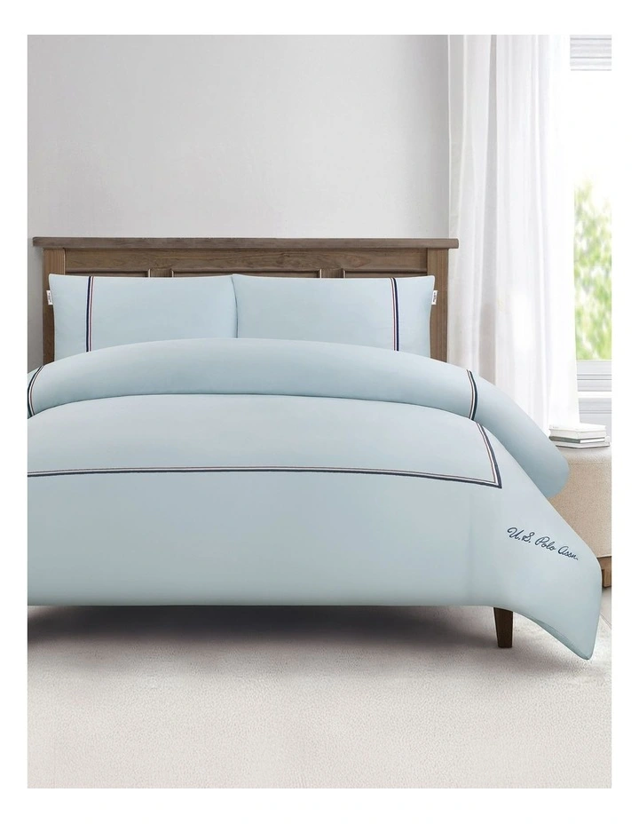 Luxury Cotton Twin Stripe Quilt Cover Set in Ballard Blue image 1