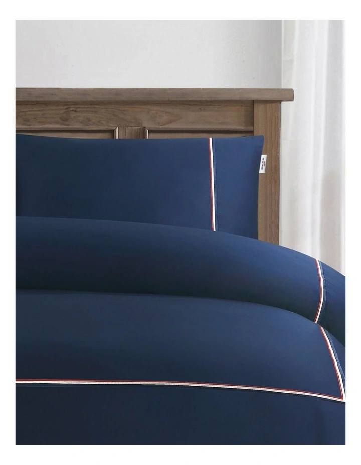 Luxury Cotton Twin Stripe Quilt Cover Set in Navy Iris image 2