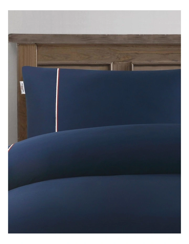 Luxury Cotton Twin Stripe Quilt Cover Set in Navy Iris image 3