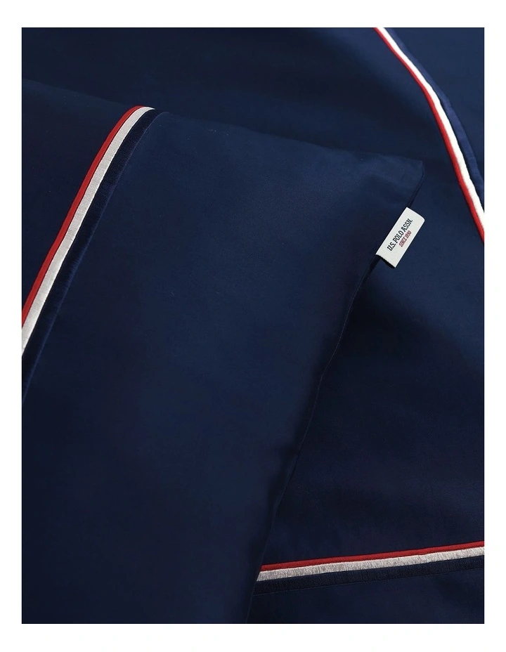 Luxury Cotton Twin Stripe Quilt Cover Set in Navy Iris image 4