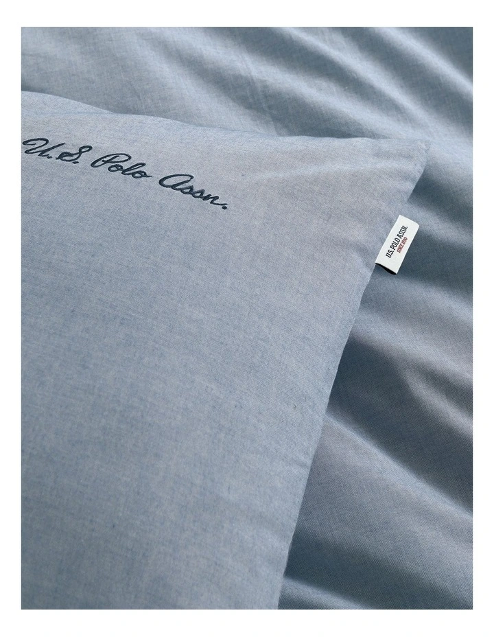 Pure Cotton Chambray Quilt Cover Set in True Navy image 4