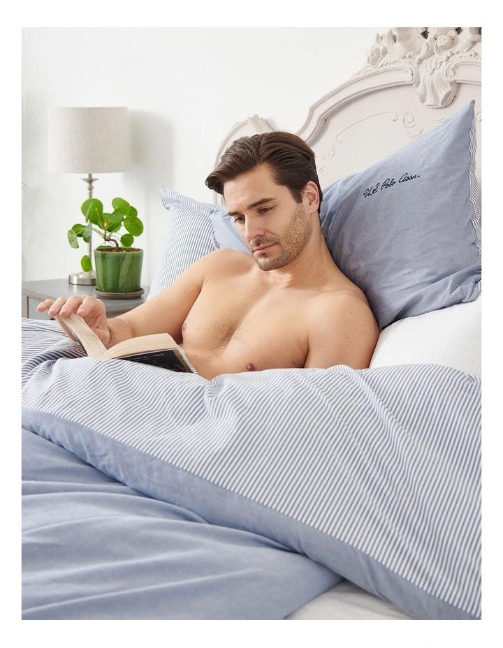 Pure Cotton Chambray Quilt Cover Set in True Navy image 5