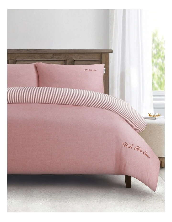 Pure Cotton Chambray Quilt Cover Set in Haute Red image 1