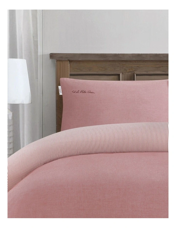 Pure Cotton Chambray Quilt Cover Set in Haute Red image 2