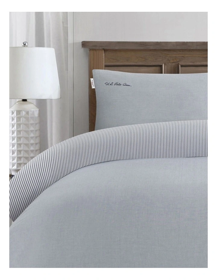 Pure Cotton Chambray Quilt Cover Set in Tornado image 2