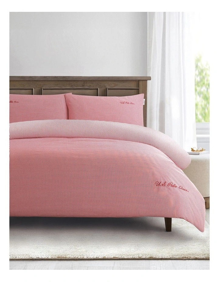Pure Cotton Check Quilt Cover Set in Haute Red image 1