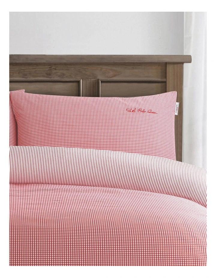 Pure Cotton Check Quilt Cover Set in Haute Red image 2