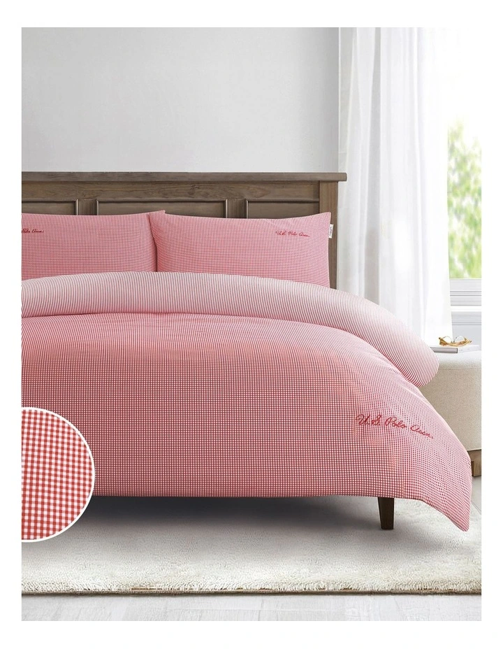Pure Cotton Check Quilt Cover Set in Haute Red image 5