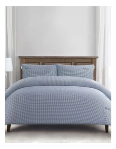 Pure Cotton Check Quilt Cover Set in True Navy