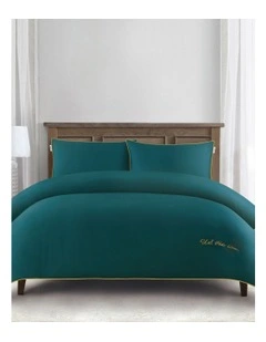 Cotton Fleck Linen Look Quilt Cover Set in Shaded Spruce