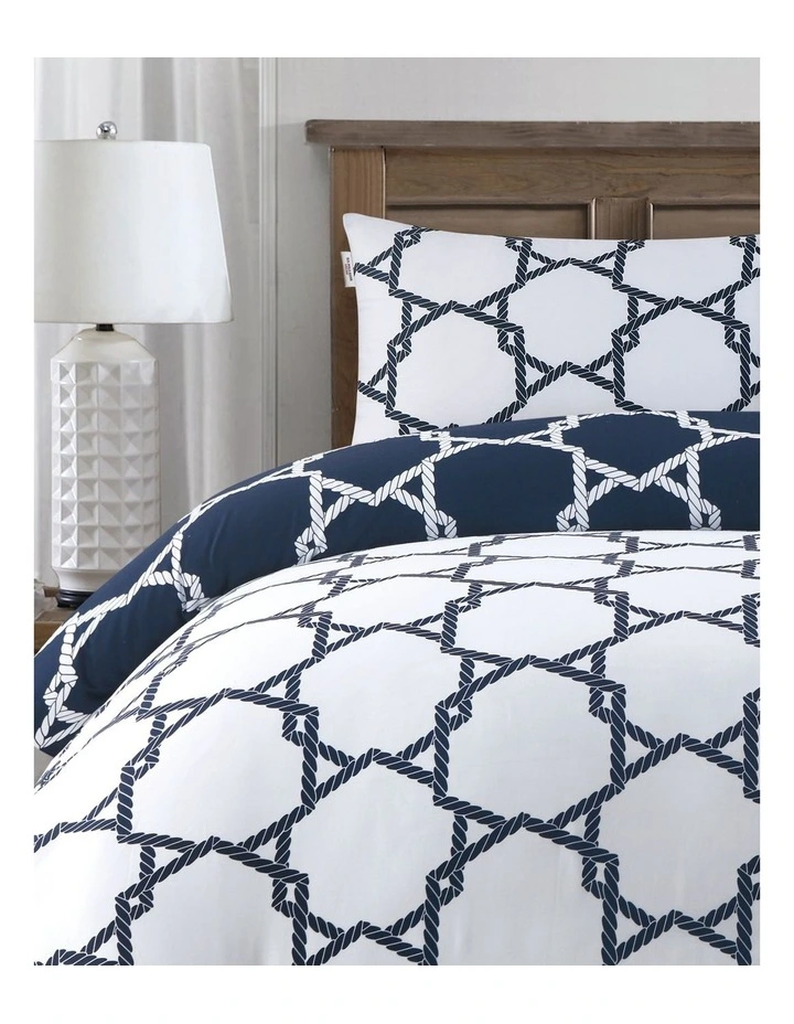 Pure Cotton Geo Rope Quilt Cover Set in Bright White image 2