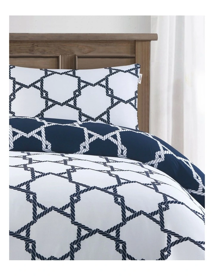 Pure Cotton Geo Rope Quilt Cover Set in Bright White image 3