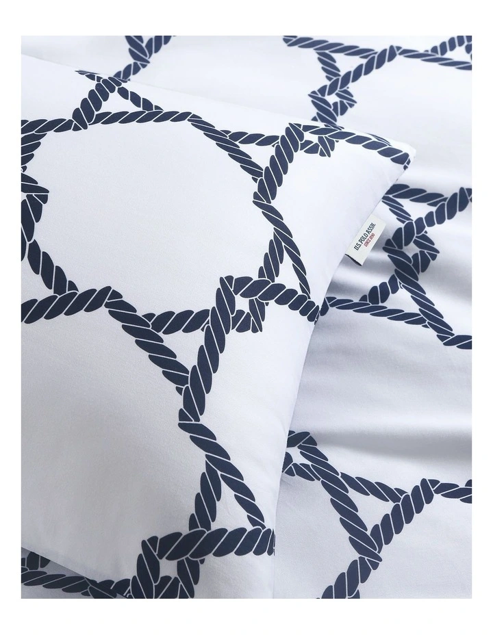 Pure Cotton Geo Rope Quilt Cover Set in Bright White image 4