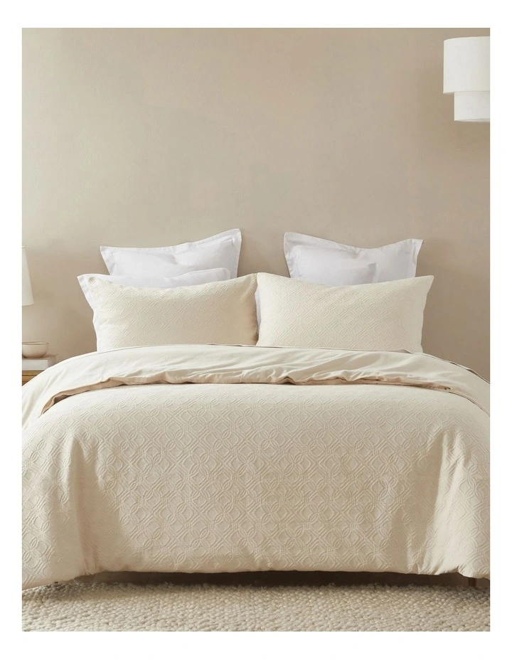 Manhattan Textured Quilt Cover Set in Elm image 1