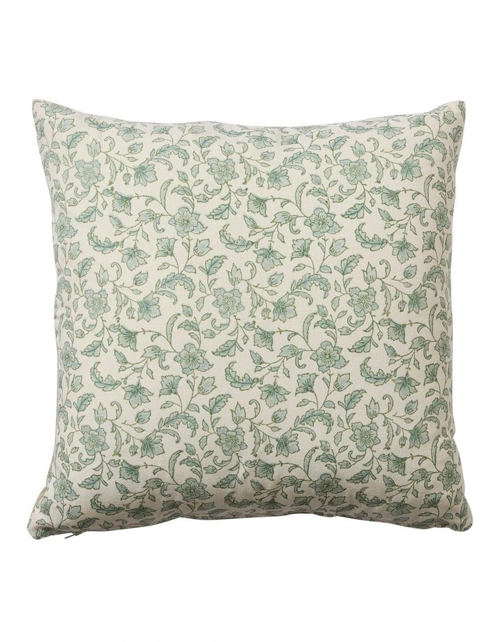 Floriana Block Print Cushion 50cm in Seafoam image 1