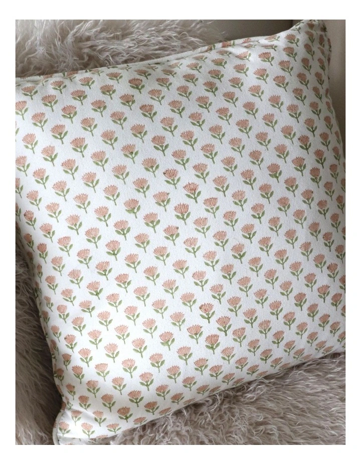 Suri Block Print Cushion 50cm in Pink/Green image 2