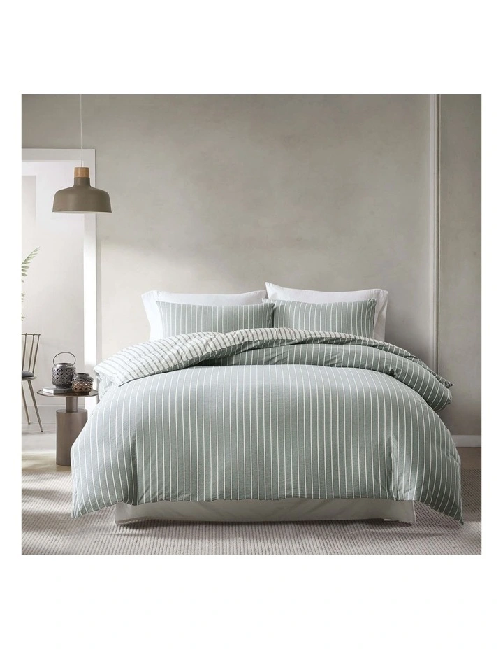 Carter Stonewashed Cotton Yarn Dyed Quilt Cover Set in Botanic image 1