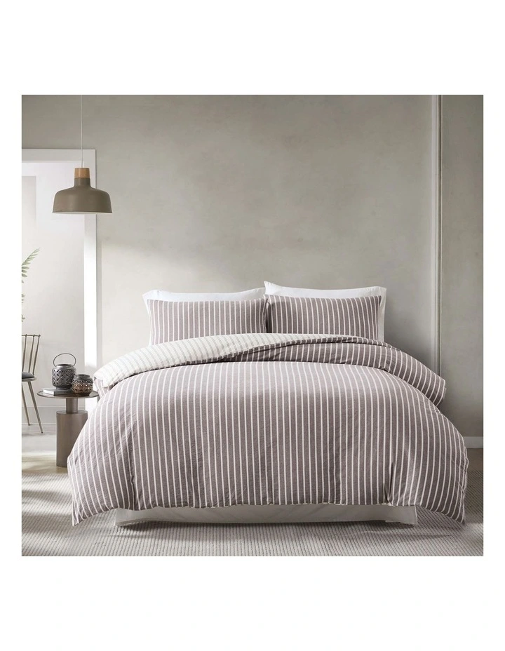 Carter Stonewashed Cotton Yarn Dyed Quilt Cover Set in Hazelnut image 1
