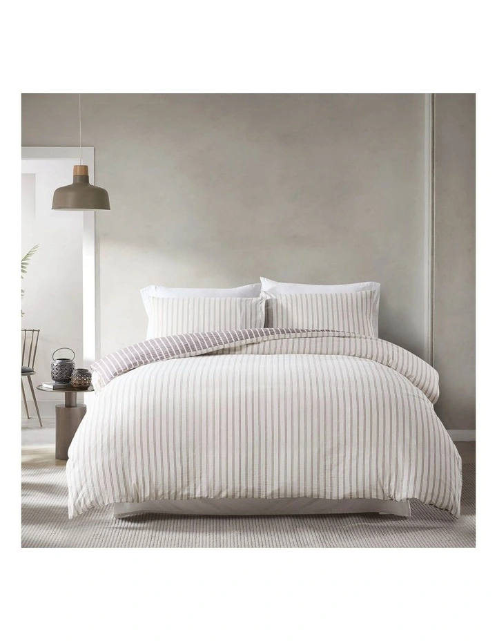 Carter Stonewashed Cotton Yarn Dyed Quilt Cover Set in Hazelnut image 2