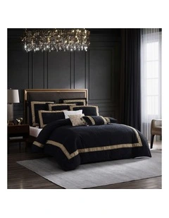 Olympia Quilt Cover Set in Black