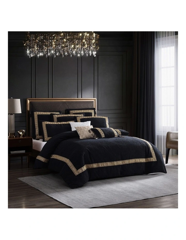 Olympia Quilt Cover Set in Black image 1
