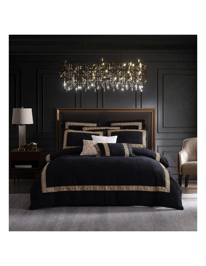 Olympia Quilt Cover Set in Black image 2