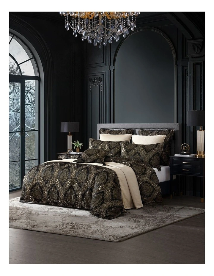 Monarch Quilt Cover Set in Black image 2