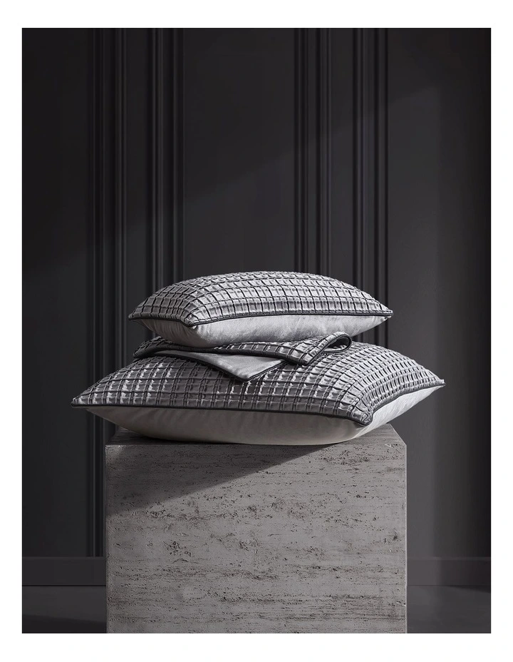 Opulence Pintucked Velvet European Pillowcase in Granite image 2