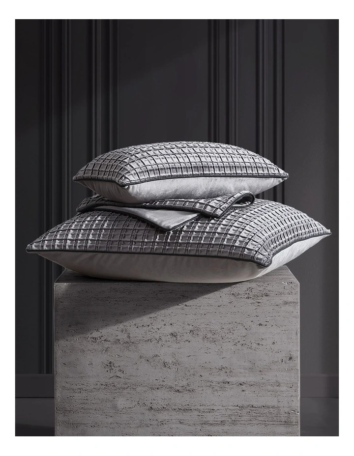 Opulence Pintucked Velvet  Sqaure Cushion in Granite image 2
