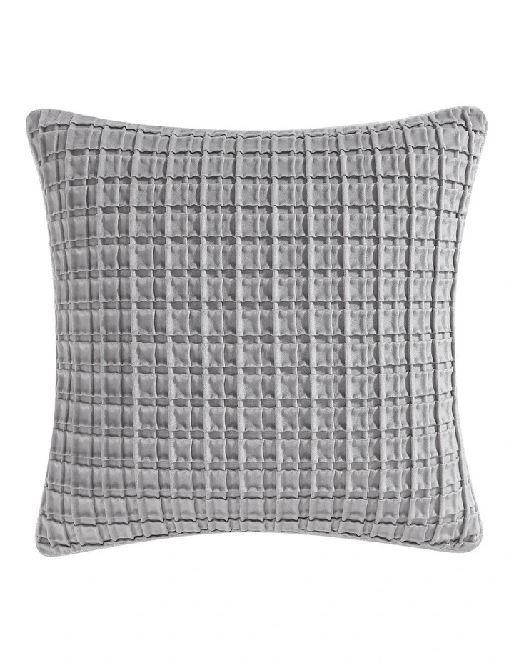 Opulence Pintucked Velvet Sqaure Cushion in Silver image 1