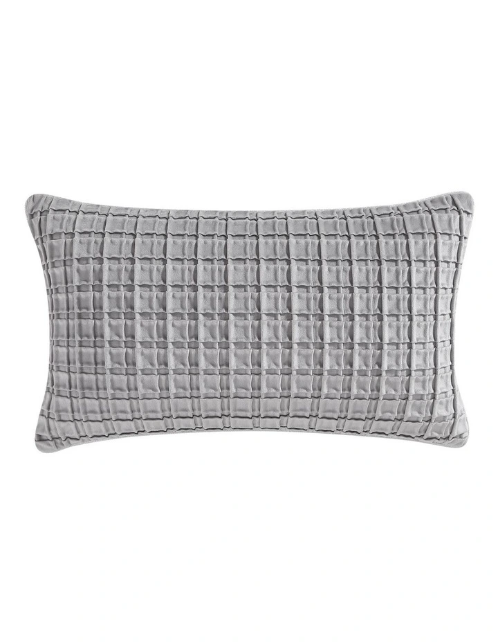 Opulence Pintucked Velvet Breakfast Cushion in Silver image 1