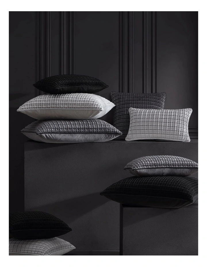 Opulence Pintucked Velvet European Pillowcase in Black image 3