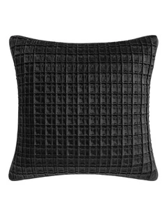 Opulence Pintucked Velvet Square Cushion in Black