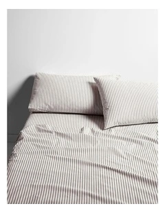 Ticking Stripe Sheet Set in Chocolate