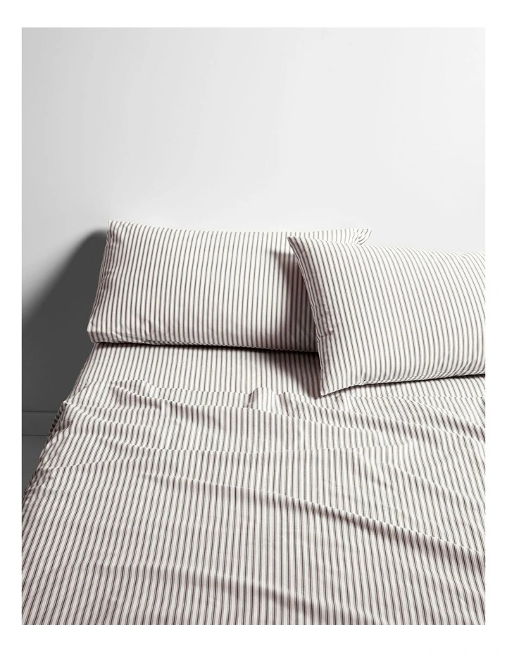 Ticking Stripe Sheet Set in Chocolate image 1