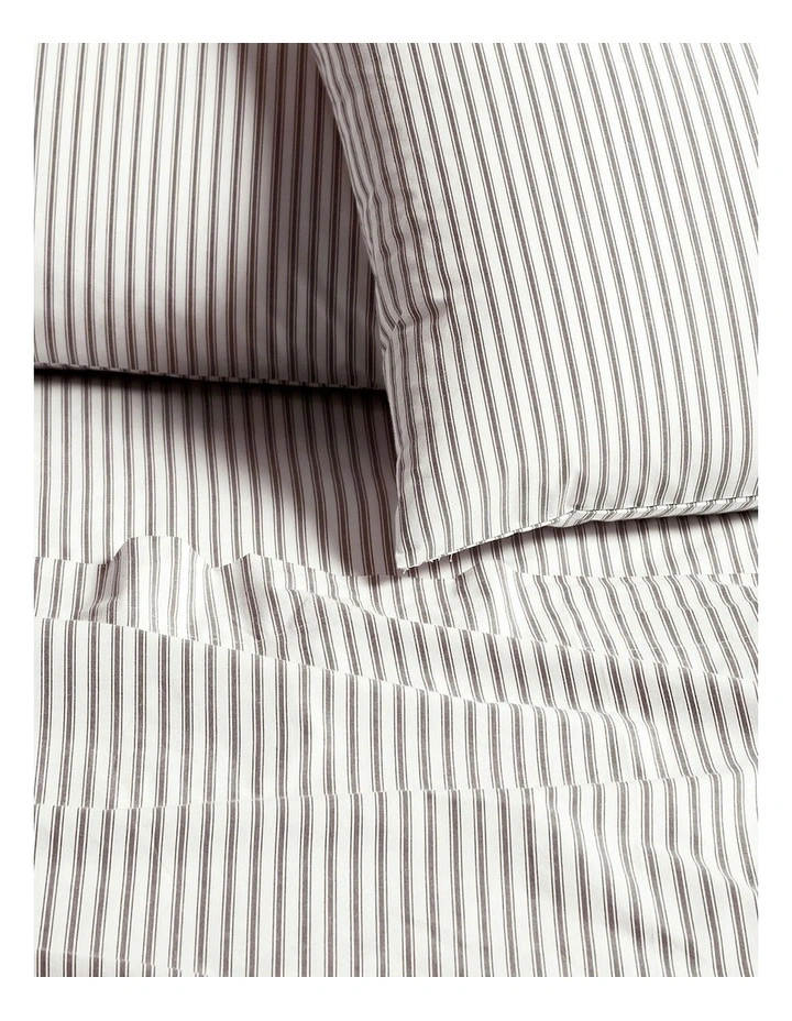 Ticking Stripe Sheet Set in Chocolate image 2