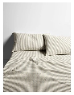 Ticking Stripe Sheet Set in Olive