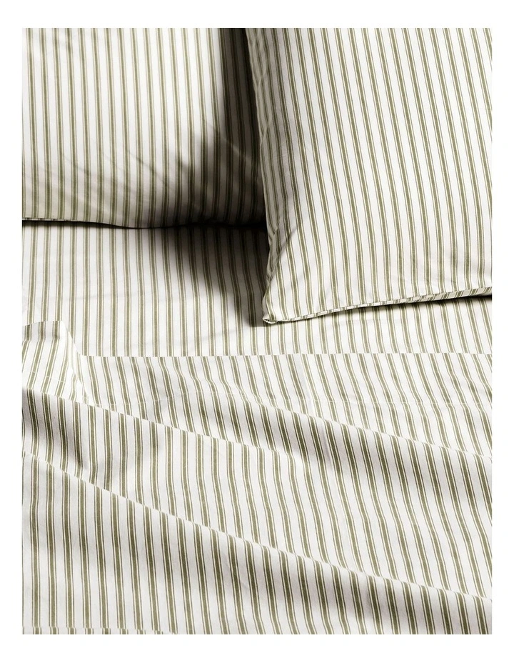 Ticking Stripe Sheet Set in Olive image 2