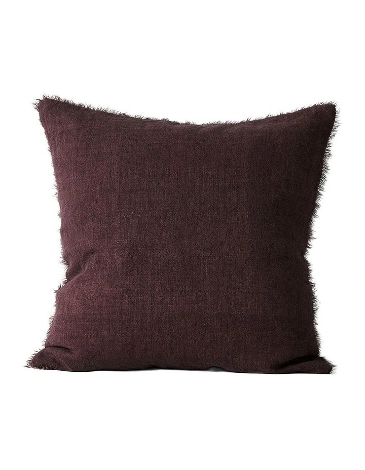 Vintage Linen Fringe Cushion in Mulberry image 1