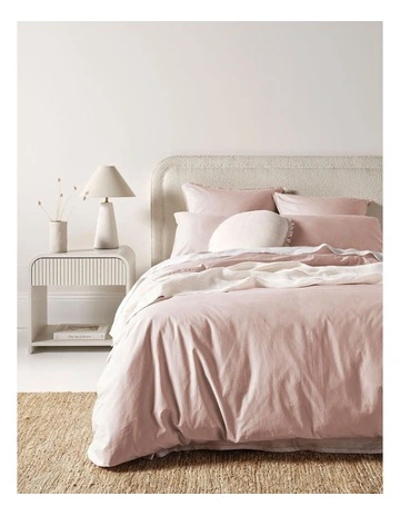 Evie Organic Stonewash Bedlinen Collection in Blush Pink